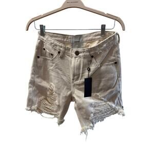 NWT One Teaspoon 26 Stevies Low Waist Boyfriend White Distressed Cut Off Shorts